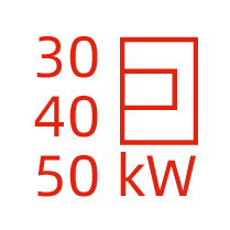 Available matching hybrid inverter power ratings: 30/40/50 kW